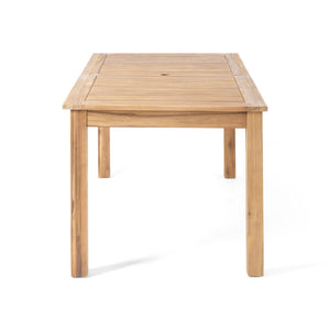 English Elm Outdoor Solid Acacia Expandable Patio Dining Table with Umbrella Hole Natural Grain 68892.00SNTS
