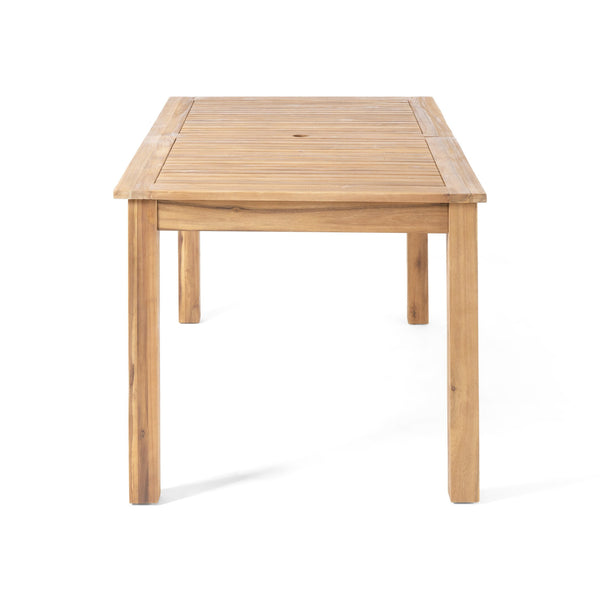 English Elm Outdoor Solid Acacia Expandable Patio Dining Table with Umbrella Hole Natural Grain 68892.00SNTS