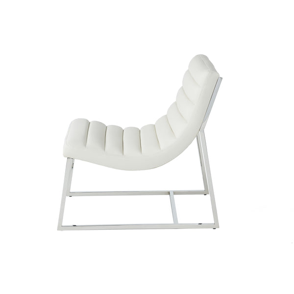 English Elm Christopher Knight Home® - WILMOUTH Parisian White Leather Sofa Chair with Chrome Steel Legs, Curved Back Accent Seating Elegance 53275.00