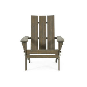 English Elm Zuma Solid Acacia Foldable Adirondack Chair Rustic Outdoor Lounger for Deck or Patio 68319.00GRY