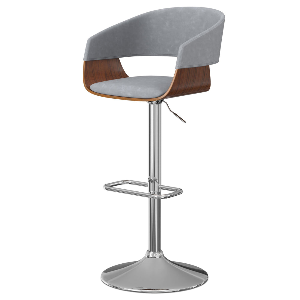 English Elm Lowell Adjustable Swivel Bar Stool - Modern Stone Grey Vegan Leather & Bentwood Comfort Design B136P158834