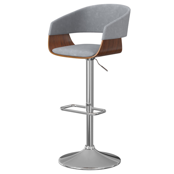 English Elm Lowell Adjustable Swivel Bar Stool - Modern Stone Grey Vegan Leather & Bentwood Comfort Design B136P158834
