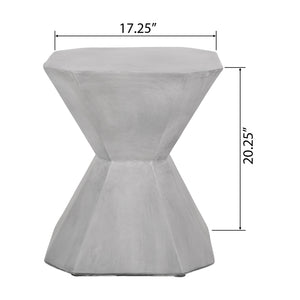 English Elm Outdoor Sculptural Concrete Side Table Hourglass Base Minimalist Patio Accent 73453.00