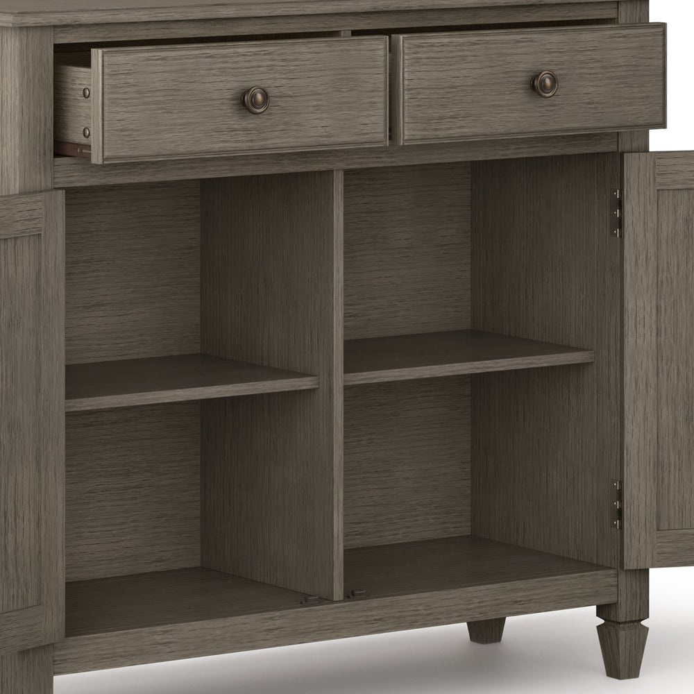 English Elm Connaught Solid Wood Entryway Storage Cabinet – Farmhouse Grey, Timeless Charm & Ample Storage Solution B136P158539
