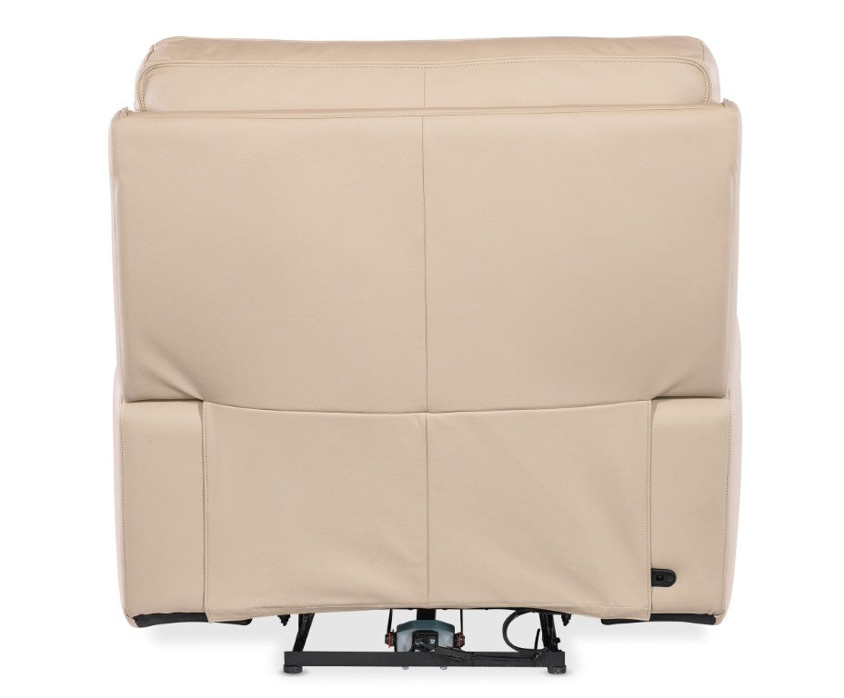 Hooker Furniture Kramer Zero Gravity Power Recliner In Oslo Ivory Leather With Usb Port, Bustle Back, Metal Base Beige SS719-PHZ1-012