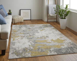 Feizy Rugs Waldor Modern Abstract High-low Pile Area Rug - Elegant Comfort In Gold, Ivory, And Gray Hues Ivory,Gold,Gray Polypropylene,Polyester 7353970fgldbirh13
