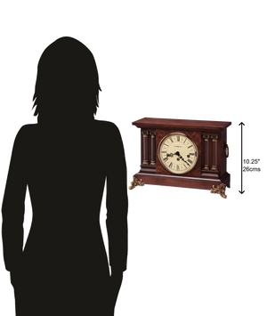 Hekman Furniture 630212 Antique-styled Mantel Clock With Americana Cherry Finish, Chimes, And Distinctive Design Americana Cherry Circa Mantel Clock 630212