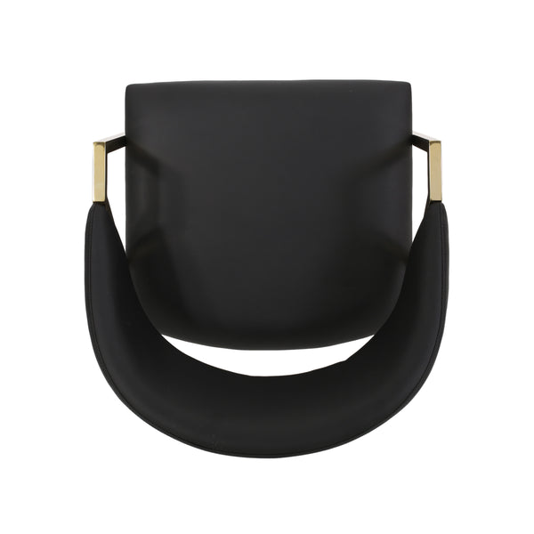 English Elm Christopher Knight Home® - DINING Champagne Black PU Upholstered Chairs Set of 2 with V‑Shaped Gold Electroplated Legs, Modern Glam Comfort 65368.00