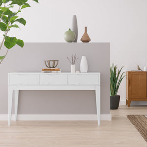 English Elm Harper Console Sofa Table - Mid-Century Inspired Design, White Finish, Versatile Storage Solution B136P158709
