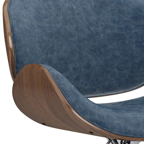 English Elm Marana Bentwood Adjustable Swivel Bar Stool - Distressed Blue With Chrome Base For Modern Spaces B136P158928