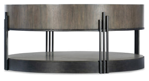 Hooker Furniture Commerce Round Skyline Cocktail Table With Acacia Starburst Veneer, Dark Bronze Banding & Legs 7228-80167-85