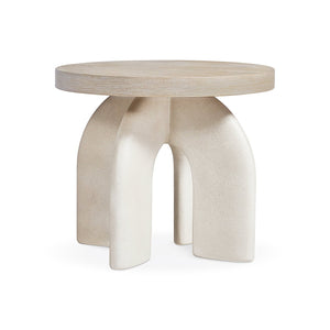 Bernhardt Bernhardt Antibes Sculptural Side Table With Rustic Oak Top & Textured Pumice Concrete Base, 22" H 350113