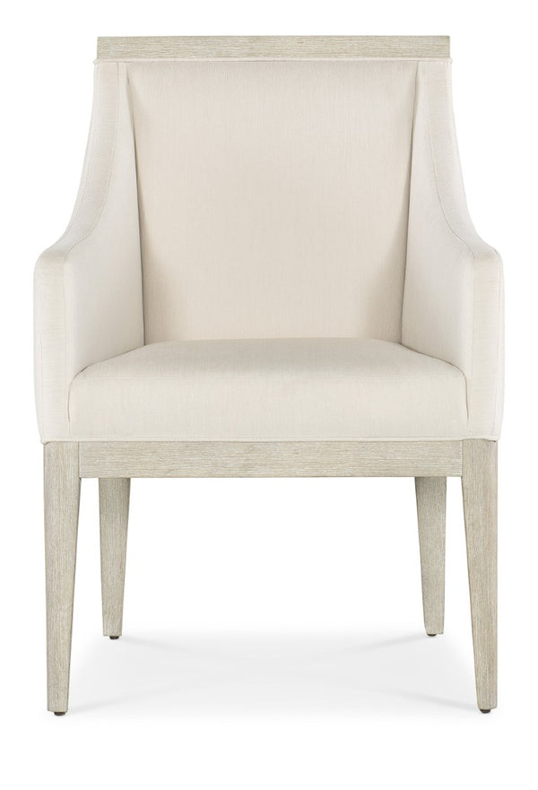 Hooker Furniture Modern Mood Upholstered Arm Chair With Wire-Brushed Oak Trim, Cottony Cover, Sloped Arms For Cozy Contemporary Seating 6850-75401-80