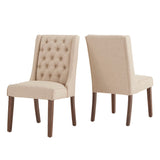 Homelegance By Top-Line Griffin Tufted Linen Upholstered Side Chairs (Set of 2) Beige Rubberwood