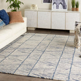 Nourison Vail VAI01 Handmade Tufted No Border Indoor Only Modern  Rug White Blue, White Blue 100% Wool 99446794192