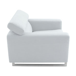 Pasargad Home Serena Lounge Chair – Adjustable Headrest, Plush Comfort For Ultimate Relaxation Silver Poly Fabric Pzw-2027w-1