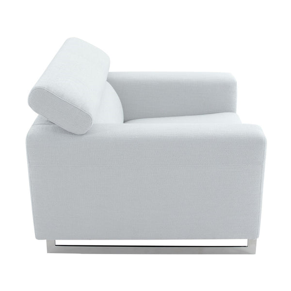 Pasargad Home Serena Lounge Chair – Adjustable Headrest, Plush Comfort For Ultimate Relaxation Silver Poly Fabric Pzw-2027w-1