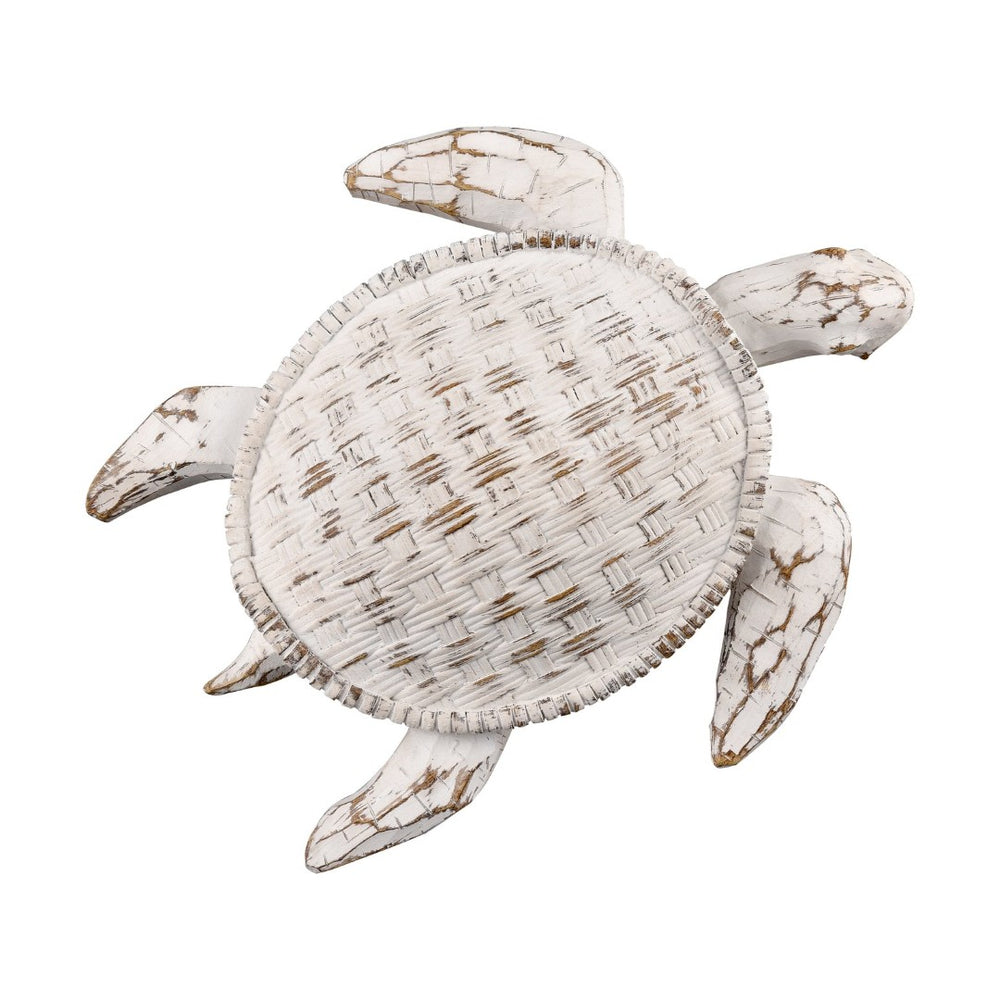 Atlas Aly Turtle Wall Sculpture - Coastal Whitewash Decor for Beachy Homes, Nautical Charm & Versatility WA11003-01