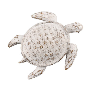 Atlas Aly Turtle Wall Sculpture - Coastal Whitewash Decor for Beachy Homes, Nautical Charm & Versatility WA11003-01
