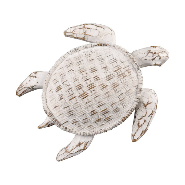 Atlas Aly Turtle Wall Sculpture - Coastal Whitewash Decor for Beachy Homes, Nautical Charm & Versatility WA11003-01
