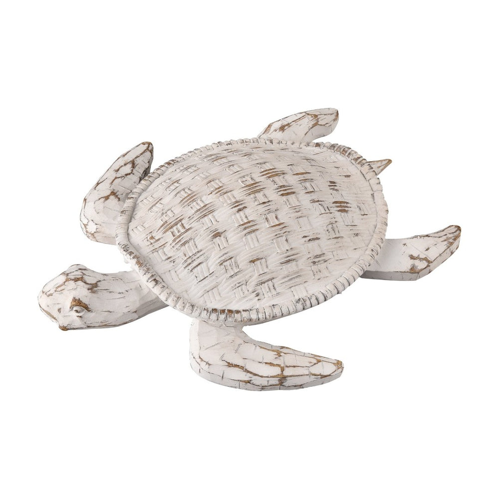 Atlas Aly Turtle Wall Sculpture - Coastal Whitewash Decor for Beachy Homes, Nautical Charm & Versatility WA11003-01