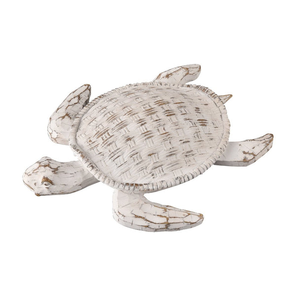 Atlas Aly Turtle Wall Sculpture - Coastal Whitewash Decor for Beachy Homes, Nautical Charm & Versatility WA11003-01