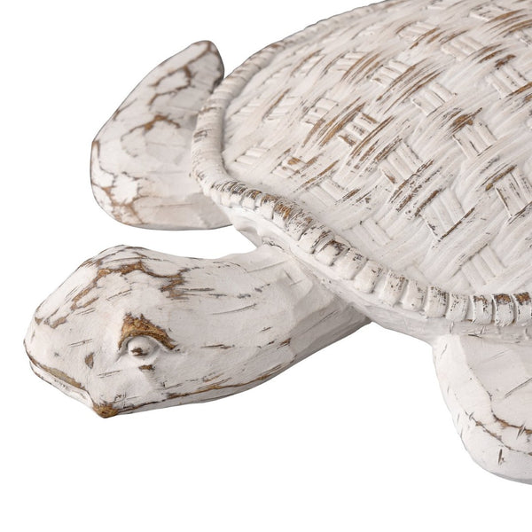 Atlas Aly Turtle Wall Sculpture - Coastal Whitewash Decor for Beachy Homes, Nautical Charm & Versatility WA11003-01