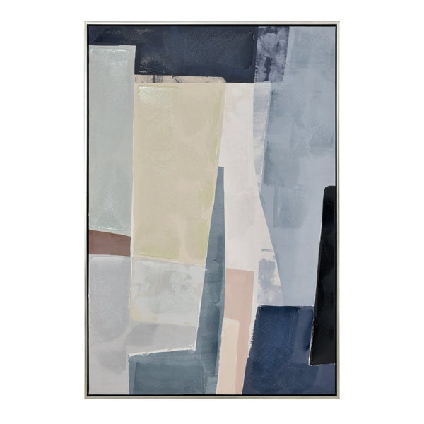 Atlas Angle Abstract Framed Wall Art - Modern Cubist Design in Pink, Taupe & Blue for Stylish Interiors WA11004-01