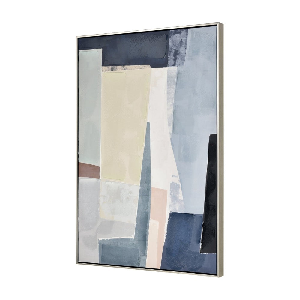 Atlas Angle Abstract Framed Wall Art - Modern Cubist Design in Pink, Taupe & Blue for Stylish Interiors WA11004-01