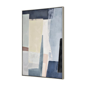 Atlas Angle Abstract Framed Wall Art - Modern Cubist Design in Pink, Taupe & Blue for Stylish Interiors WA11004-01