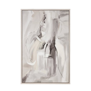Atlas Ash Abstract Framed Wall Art - Hand-Painted Gray Brushstrokes for Modern Home Décor Excellence WA11005-01