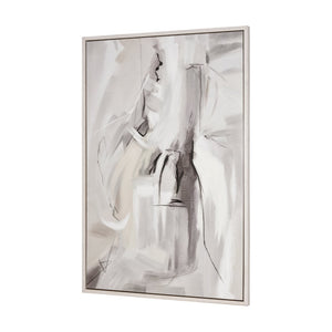 Atlas Ash Abstract Framed Wall Art - Hand-Painted Gray Brushstrokes for Modern Home Décor Excellence WA11005-01