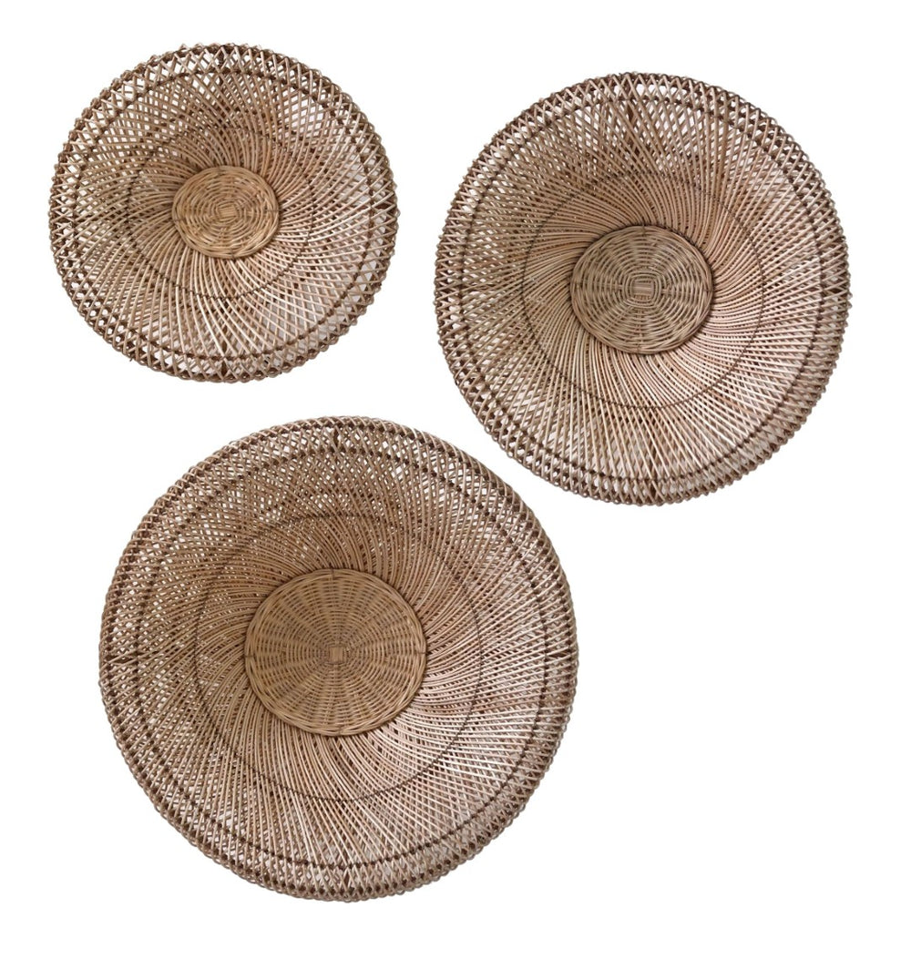 Atlas Barcelona Wall Baskets - Set of 3 Handcrafted Rattan Decor for Boho Coastal Charm & Style WA11007-01S