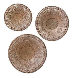 Atlas Barcelona Wall Baskets - Set of 3 Handcrafted Rattan Decor for Boho Coastal Charm & Style WA11007-01S