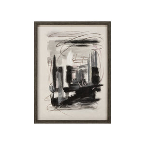 Atlas Cinder Abstract Framed Wall Art - Monochrome Charcoal & Grey for Modern Home Decor Elegance WA11010-01