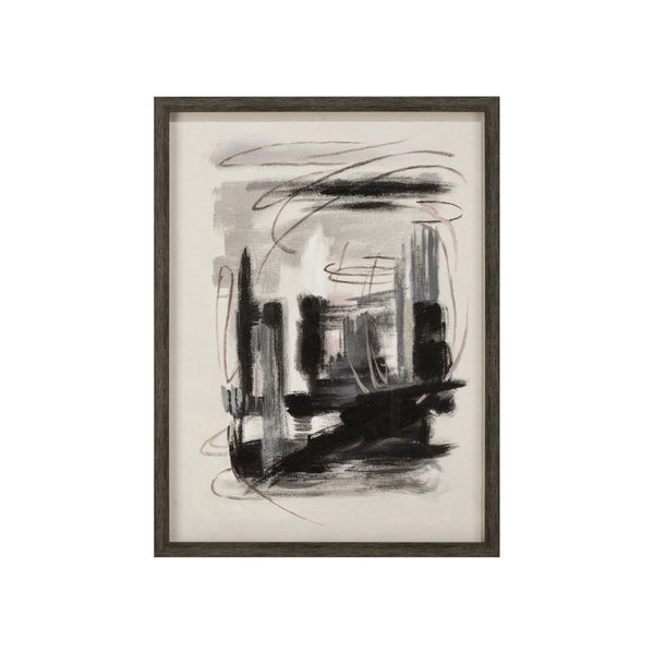 Atlas Cinder Abstract Framed Wall Art - Monochrome Charcoal & Grey for Modern Home Decor Elegance WA11010-01