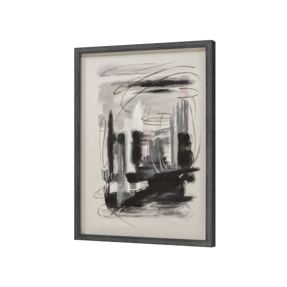 Atlas Cinder Abstract Framed Wall Art - Monochrome Charcoal & Grey for Modern Home Decor Elegance WA11010-01