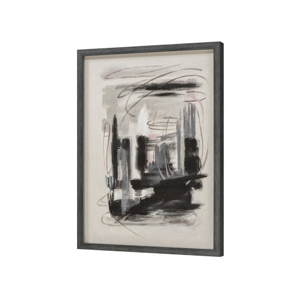 Atlas Cinder Abstract Framed Wall Art - Monochrome Charcoal & Grey for Modern Home Decor Elegance WA11010-01