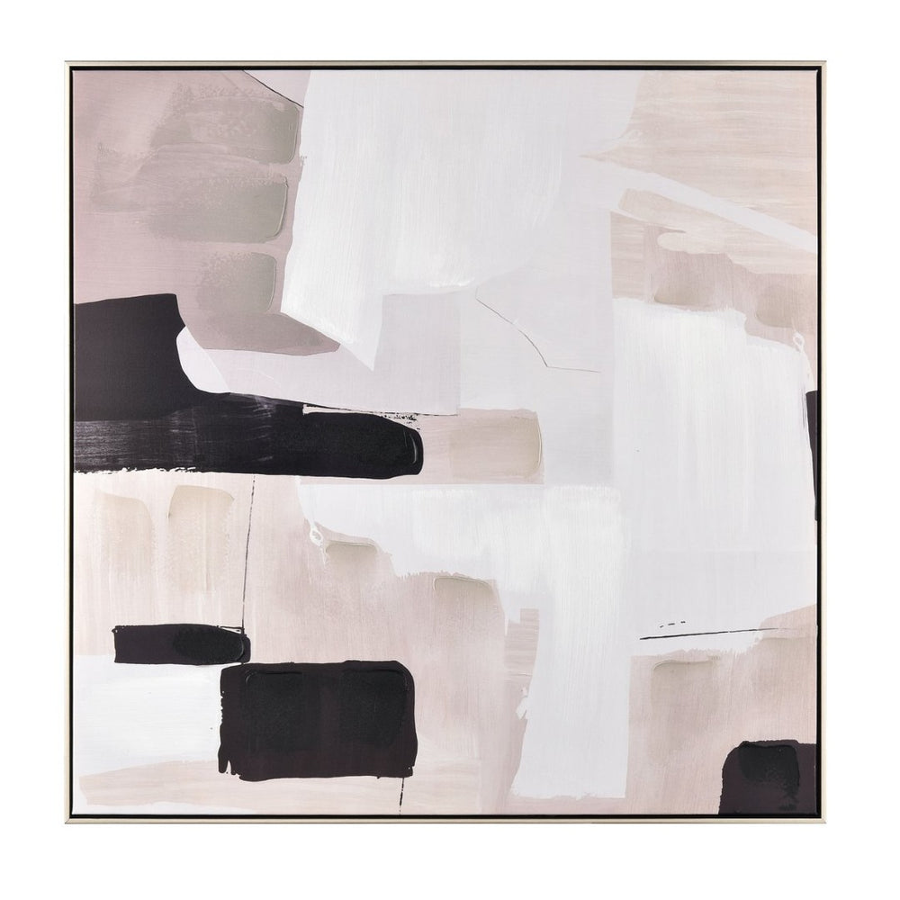 Atlas Blanc Framed Abstract Art - Modern Cubist Design in Black, White & Taupe for Stylish Home Decor Blanc II Abstract Framed Wall Art WA11011-02