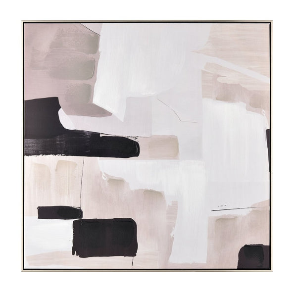 Atlas Blanc Framed Abstract Art - Modern Cubist Design in Black, White & Taupe for Stylish Home Decor Blanc II Abstract Framed Wall Art WA11011-02