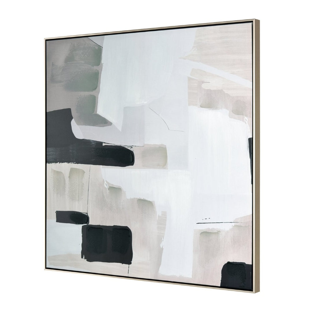 Atlas Blanc Framed Abstract Art - Modern Cubist Design in Black, White & Taupe for Stylish Home Decor Blanc II Abstract Framed Wall Art WA11011-02