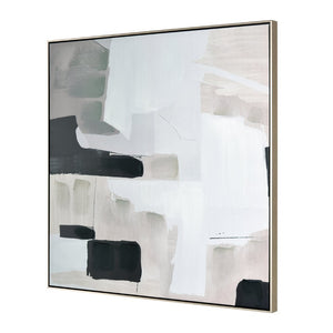 Atlas Blanc Framed Abstract Art - Modern Cubist Design in Black, White & Taupe for Stylish Home Decor Blanc II Abstract Framed Wall Art WA11011-02