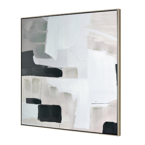Atlas Blanc Framed Abstract Art - Modern Cubist Design in Black, White & Taupe for Stylish Home Decor Blanc II Abstract Framed Wall Art WA11011-02