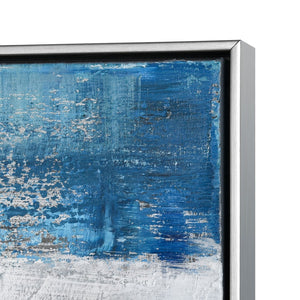 Atlas Blue Hand-Painted Wall Art Set of 2 - Modern Canvas Panels with Vibrant Colors & Silver Frames WA11012-01S