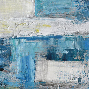 Atlas Blue Hand-Painted Wall Art Set of 2 - Modern Canvas Panels with Vibrant Colors & Silver Frames WA11012-01S