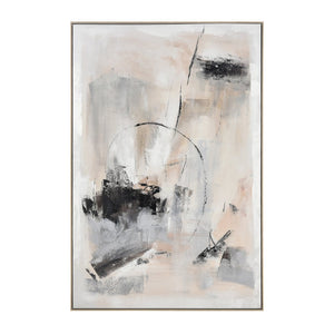 Atlas Boland Striking Abstract Framed Wall Art - Modern Black, Blush & White Design for Sophisticated Spaces WA11018-01