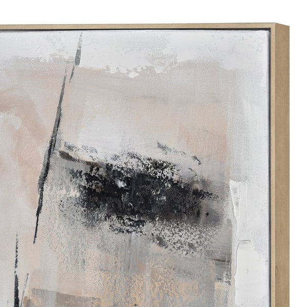Atlas Boland Striking Abstract Framed Wall Art - Modern Black, Blush & White Design for Sophisticated Spaces WA11018-01