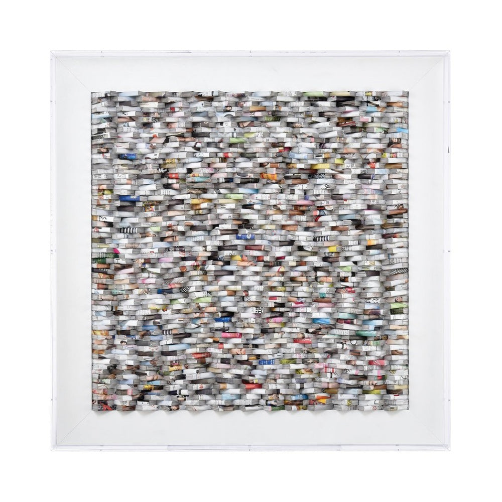 Atlas Bookend Dimensional Wall Art - Modern Textured Paper Design in White Frame for Eclectic Home Decor WA11020-01