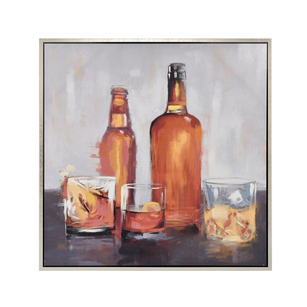 Atlas Bottle Framed Wall Art - Modern Amber Bottle Composition for Contemporary Home Decor & Gallery Walls WA11022-01