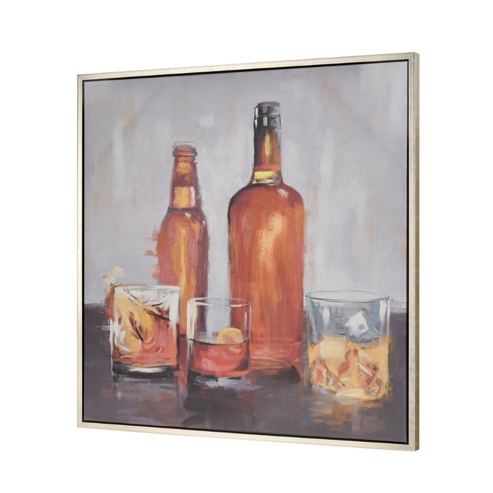 Atlas Bottle Framed Wall Art - Modern Amber Bottle Composition for Contemporary Home Decor & Gallery Walls WA11022-01